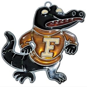 Vintage Stained Glass Florida Gator Gold Sweater Mascot Suncatcher Ornament